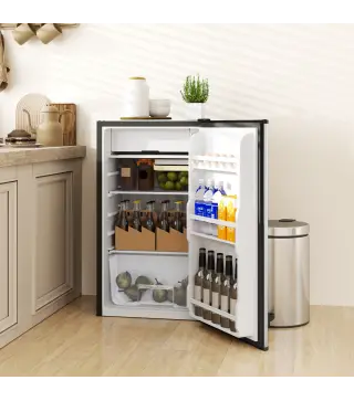 Mini Nevera Silenciosa 91 L Clase E con Temperatura Regulable 5 Niveles Puerta Reversible Estantes Ajustables Negro