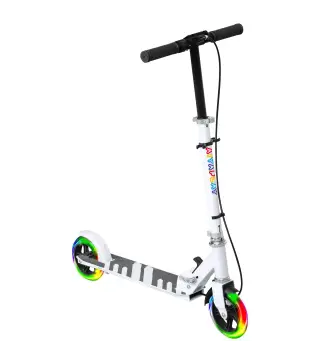 Patinete Plegable para Niños de 3-8 Años de 2 Ruedas con LED Luces Manillar de 4 Altura Ajustable Doble Frenos Blanco