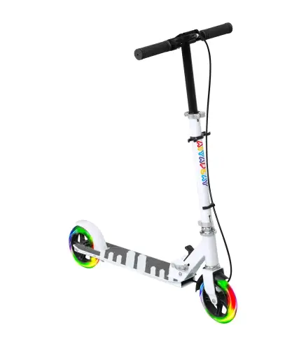 Patinete Plegable para Niños de 3-8 Años de 2 Ruedas con LED Luces Manillar de 4 Altura Ajustable Doble Frenos Blanco