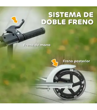 Patinete Plegable para Niños de 3-8 Años de 2 Ruedas con LED Luces Manillar de 4 Altura Ajustable Doble Frenos Blanco