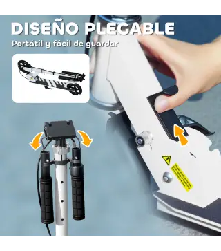 Patinete Plegable para Niños de 3-8 Años de 2 Ruedas con LED Luces Manillar de 4 Altura Ajustable Doble Frenos Blanco