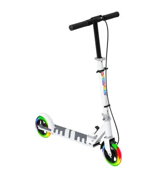 Patinete Plegable para Niños de 3-8 Años de 2 Ruedas con LED Luces Manillar de 4 Altura Ajustable Doble Frenos Blanco