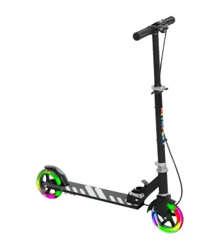 Patinete Plegable para Niños de 3-8 Años de 2 Ruedas con LED Luces Manillar de 4 Altura Ajustable Doble Frenos Negro