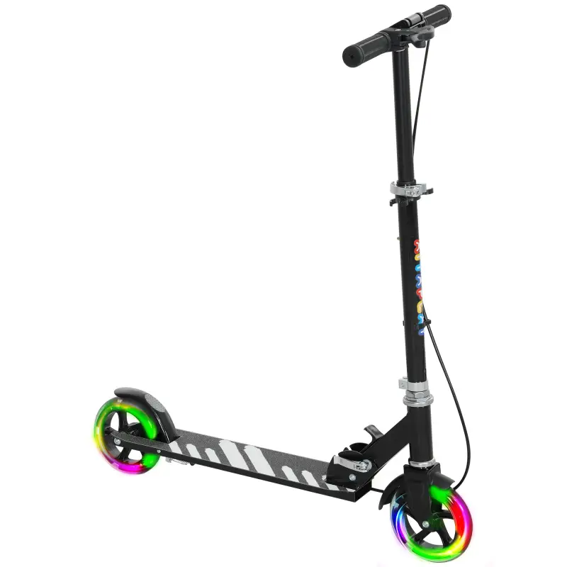 Patinete Plegable para Niños de 3-8 Años de 2 Ruedas con LED Luces Manillar de 4 Altura Ajustable Doble Frenos Negro