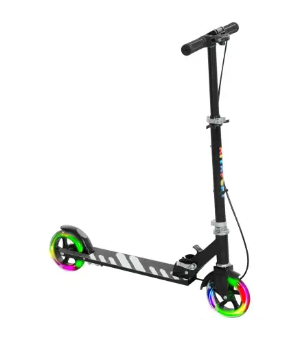 Patinete Plegable para Niños de 3-8 Años de 2 Ruedas con LED Luces Manillar de 4 Altura Ajustable Doble Frenos Negro