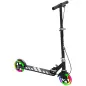 Patinete Plegable para Niños de 3-8 Años de 2 Ruedas con LED Luces Manillar de 4 Altura Ajustable Doble Frenos Negro