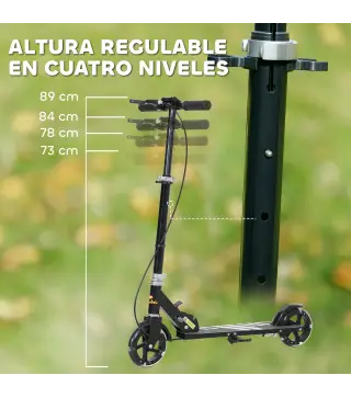 Patinete Plegable para Niños de 3-8 Años de 2 Ruedas con LED Luces Manillar de 4 Altura Ajustable Doble Frenos Negro