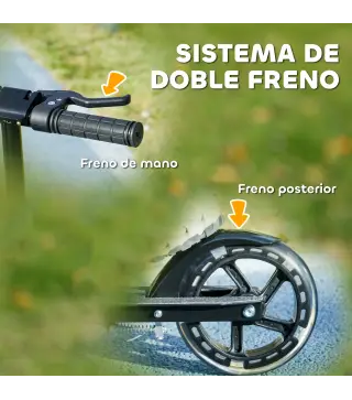 Patinete Plegable para Niños de 3-8 Años de 2 Ruedas con LED Luces Manillar de 4 Altura Ajustable Doble Frenos Negro