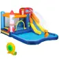 Castillo Hinchable 5 en 1 con Tobogán Piscina de Chapoteo y Cañón de Agua con Inflador de 550W y Bolsa de Transporte