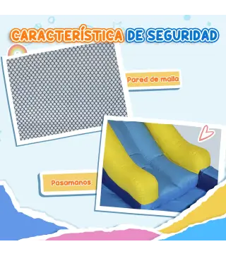 Castillo Hinchable 5 en 1 con Tobogán Piscina de Chapoteo y Cañón de Agua con Inflador de 550W y Bolsa de Transporte