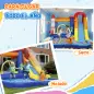 Castillo Hinchable 5 en 1 con Tobogán Piscina de Chapoteo y Cañón de Agua con Inflador de 550W y Bolsa de Transporte