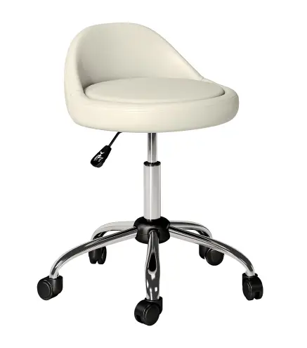 Taburete con Ruedas Taburete Giratoria con Altura Ajustable Taburete Cosmética Dentista Peluqueria Ø50x63-83 cm Blanco