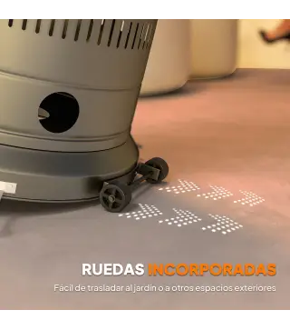 Estufa de Gas Butano Portátil 13000W con Sistema Antivuelco Encendido Piezoeléctrico y Ruedas 82x82x222 cm Gris