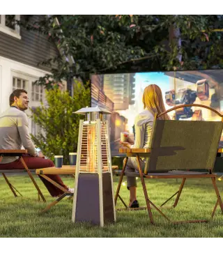 Estufa de Gas Butano Portátil 3000W con Temperatura Ajustable Sistema Antivuelco y Ignición por Presión Plata y Bronce