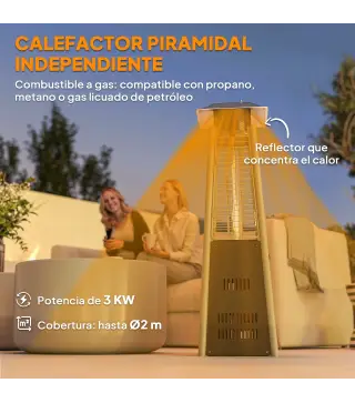 Estufa de Gas Butano Portátil 3000W con Temperatura Ajustable Sistema Antivuelco y Ignición por Presión Plata y Bronce