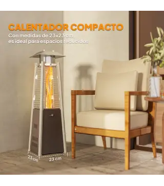 Estufa de Gas Butano Portátil 3000W con Temperatura Ajustable Sistema Antivuelco y Ignición por Presión Plata y Bronce