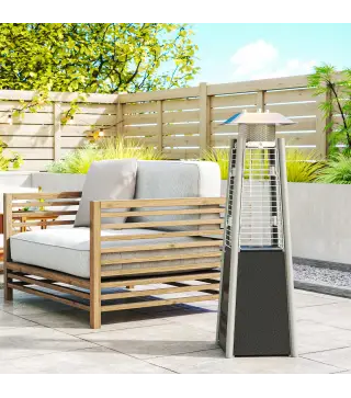 Estufa de Gas Butano Portátil 3000W con Temperatura Ajustable Sistema Antivuelco y Ignición por Presión Plata y Bronce