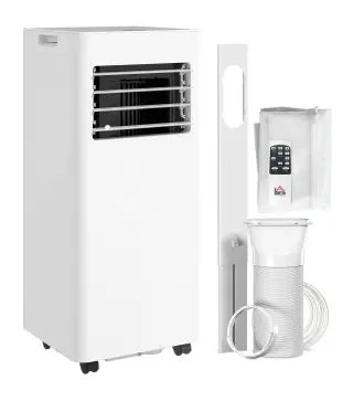Aire Acondicionado Portátil 3 en 1 con Deshumidificador Ventilador y Kit de Ventana Fácil de Mover 30x29x69 cm Blanco