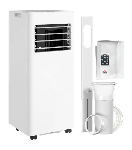Aire Acondicionado Portátil 3 en 1 con Deshumidificador Ventilador y Kit de Ventana Fácil de Mover 30x29x69 cm Blanco