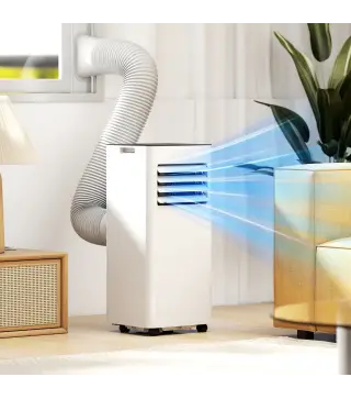 Aire Acondicionado Portátil 3 en 1 con Deshumidificador Ventilador y Kit de Ventana Fácil de Mover 30x29x69 cm Blanco