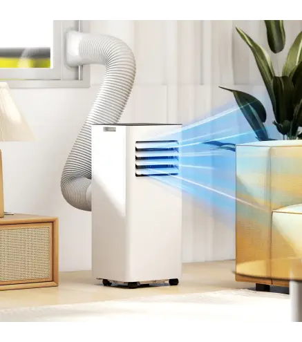 Aire Acondicionado Portátil 3 en 1 con Deshumidificador Ventilador y Kit de Ventana Fácil de Mover 30x29x69 cm Blanco