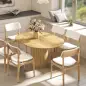 Mesa de Comedor Extensible Redonda para 6-8 Personas con Base Estriada para Salón 110-150x110x75 cm Madera Natural