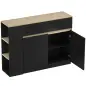 Aparador de Cocina Armario de Cocina con 2 Cajones 3 Estantes Abiertos 2 Puertas Estante Ajustable 110x29,5x82 cm Negro Aparador de Cocina Armario de Cocina con 2 Cajones 3 Estantes Abiertos 2 Puertas Estante Ajustable 110x29,5x82 cm Negro