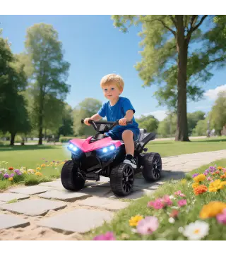 Quad Eléctrico para Niños 6 V Quad para Niños de 37 a 72 Meses Velocidad hasta 3 km/h Faros y Música 70x42x45 cm Rosa