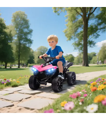 Quad Eléctrico para Niños 6 V Quad para Niños de 37 a 72 Meses Velocidad hasta 3 km/h Faros y Música 70x42x45 cm Rosa