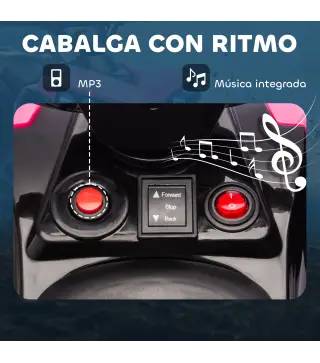 Quad Eléctrico para Niños 6 V Quad para Niños de 37 a 72 Meses Velocidad hasta 3 km/h Faros y Música 70x42x45 cm Rosa