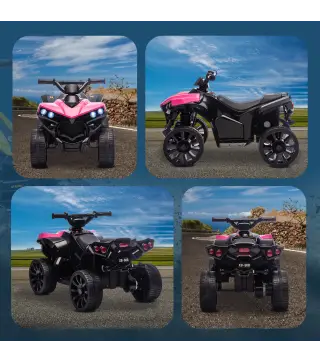 Quad Eléctrico para Niños 6 V Quad para Niños de 37 a 72 Meses Velocidad hasta 3 km/h Faros y Música 70x42x45 cm Rosa