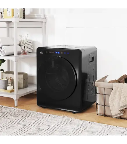 Secadora de Evacuación 3 KG 1000W Función Antiarrugas Función Esterilizar Temporizador Pantalla LED Táctil Negro