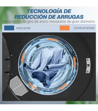 Secadora de Evacuación 3 KG 1000W Función Antiarrugas Función Esterilizar Temporizador Pantalla LED Táctil Negro