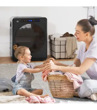 Secadora de Evacuación 3 KG 1000W Función Antiarrugas Función Esterilizar Temporizador Pantalla LED Táctil Negro