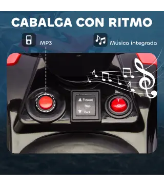 Quad Eléctrico para Niños 6 V Quad para Niños de 37 a 72 Meses Velocidad hasta 3 km/h Faros y Música 70x42x45 cm Rojo