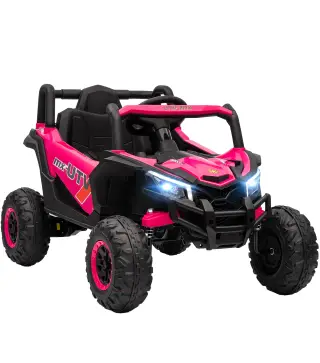Coche Eléctrico para Niños UTV 12V con 2 Motores Control Remoto 2,4G Velocidad hasta 7 km/h Sistema de Suspensión Rosa
