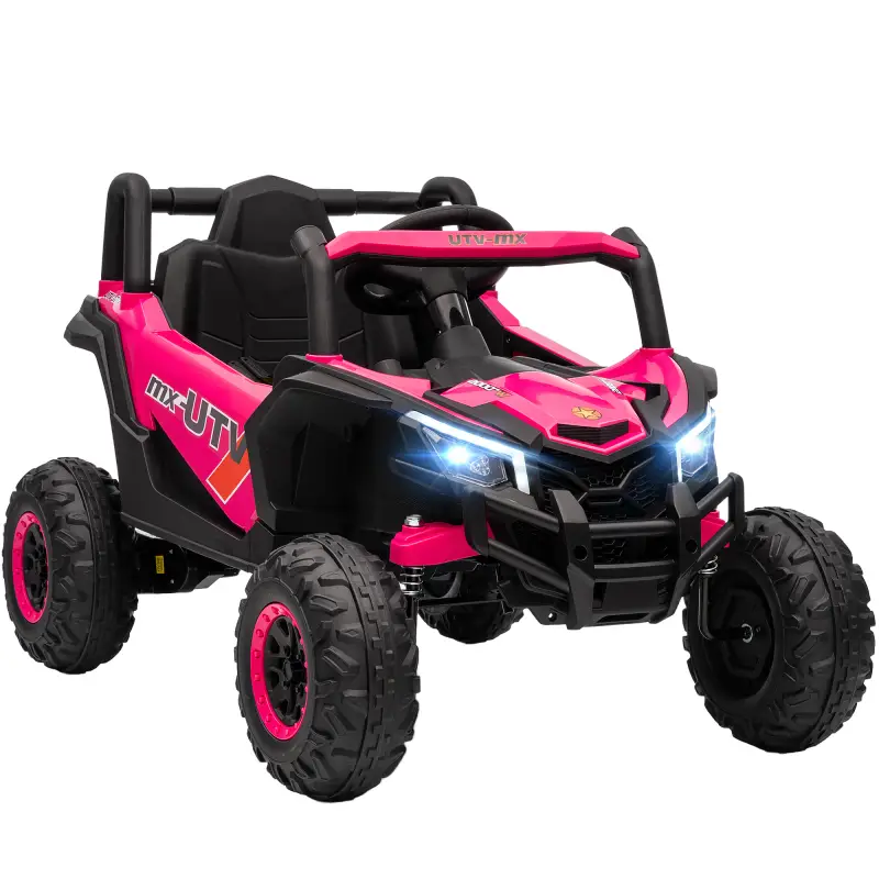 Coche Eléctrico para Niños UTV 12V con 2 Motores Control Remoto 2,4G Velocidad hasta 7 km/h Sistema de Suspensión Rosa
