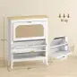 Zapatero Estrecho con 2 Puertas de Ratán Estantes Ajustables para 14 Pares de Zapatos 80x24x95,5 cm Blanco
