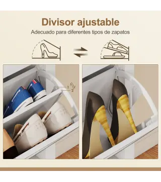 Zapatero Estrecho con 2 Puertas de Ratán Estantes Ajustables para 14 Pares de Zapatos 80x24x95,5 cm Blanco