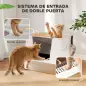 Arenero para Gatos de Acero Inoxidable XL con Tapa Abatible Laterales Altos Pala Fácil de Limpiar Antifugas Gris Claro