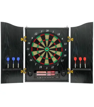 Diana Electrónica con 6 Dardos de Punta Blanda y 24 Puntas de Repuesto 2 Pantallas LED 25 Juegos y 202 Variaciones