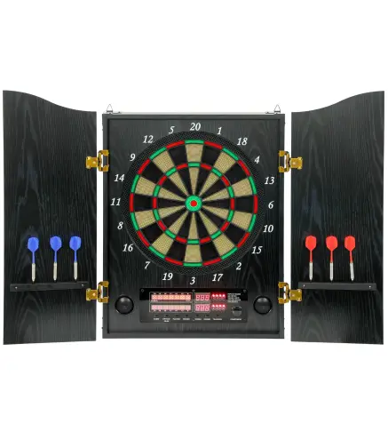 Diana Electrónica con 6 Dardos de Punta Blanda y 24 Puntas de Repuesto 2 Pantallas LED 25 Juegos y 202 Variaciones