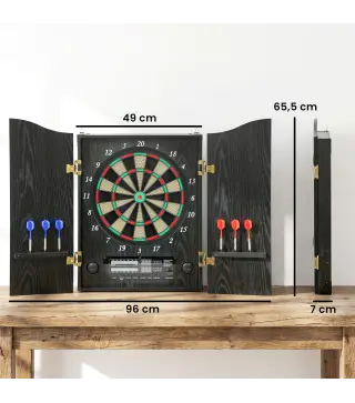 Diana Electrónica con 6 Dardos de Punta Blanda y 24 Puntas de Repuesto 2 Pantallas LED 25 Juegos y 202 Variaciones