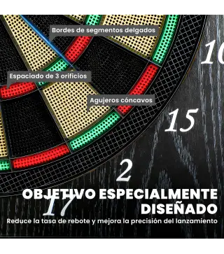 Diana Electrónica con 6 Dardos de Punta Blanda y 24 Puntas de Repuesto 2 Pantallas LED 25 Juegos y 202 Variaciones