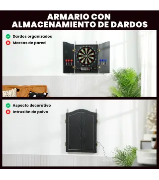 Diana Electrónica con 6 Dardos de Punta Blanda y 24 Puntas de Repuesto 2 Pantallas LED 25 Juegos y 202 Variaciones