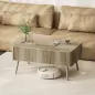 Mesa de Centro Elevable con Compartimentos Ocultos de Almacenaje y Patas de Pino para Salón Comedor 91x56x43 cm Roble