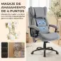 Silla de Oficina con Masaje de Amasamiento de 4 Puntos Respaldo Alto Altura Ajustable Asiento Amplio Cojín Lumbar Gris