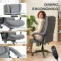 Silla de Oficina con Masaje de Amasamiento de 4 Puntos Respaldo Alto Altura Ajustable Asiento Amplio Cojín Lumbar Gris
