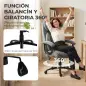 Silla de Oficina con Masaje de Amasamiento de 4 Puntos Respaldo Alto Altura Ajustable Asiento Amplio Cojín Lumbar Gris