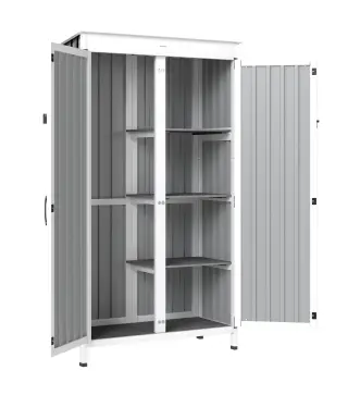 Caseta de Jardín de Madera y Acero 94x43x166 cm Armario para Herramientas con 2 Estantes Ajuatables y 2 Puertas Negro